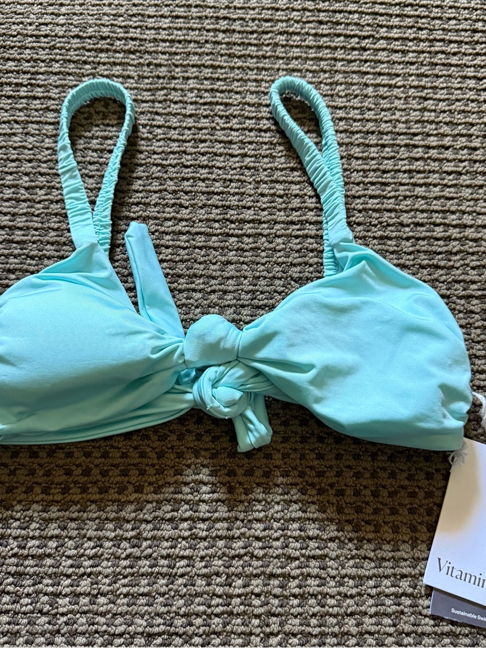 Vitamin A Aqua Knot-Front Bikini Top
